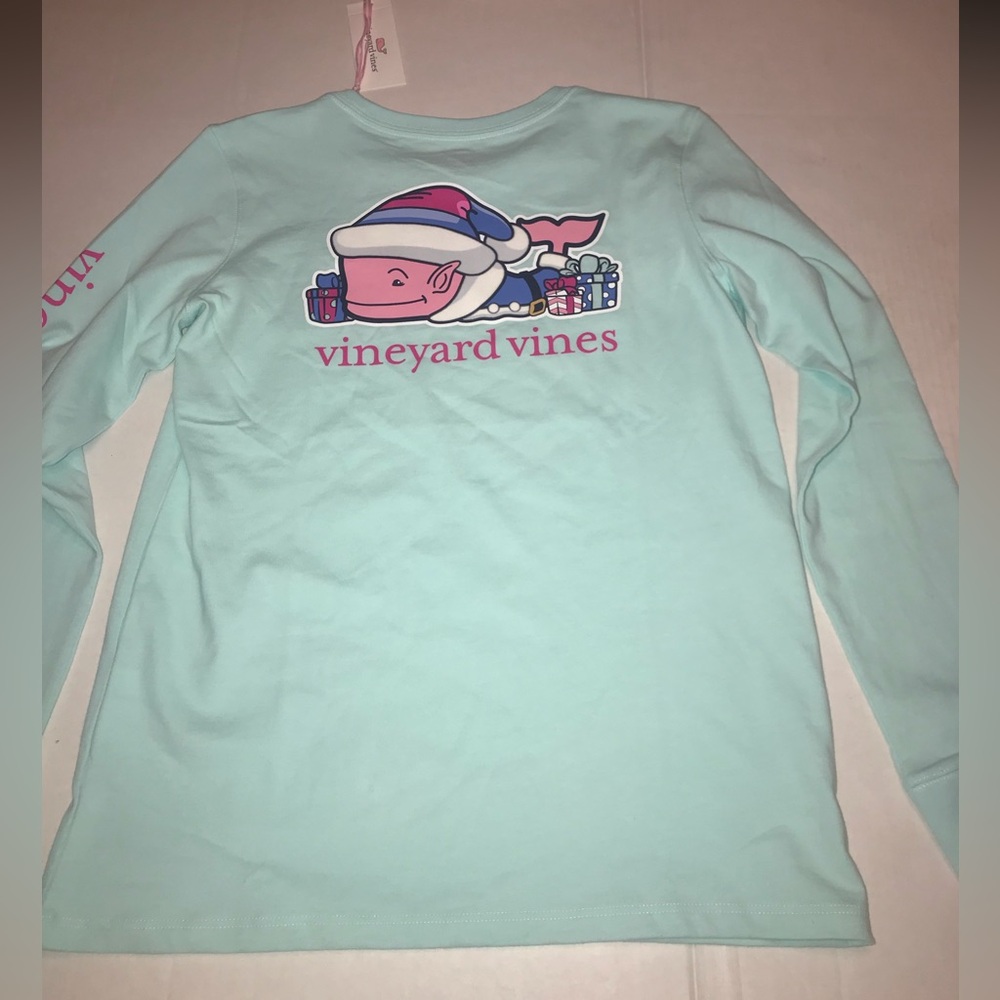 NWT Girl’s Vineyard Vines Elf Whale Christmas long sleeve tee Sz L 14